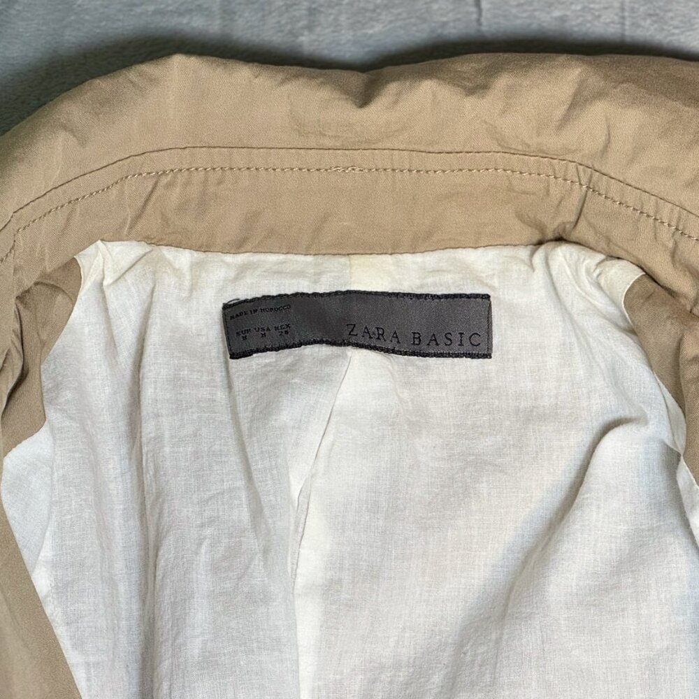 Zara Basic Khaki Double Breasted Cotton Trench Co… - image 4